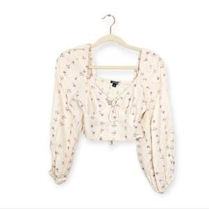 Wild Fable Floral Print Bishop Sleeves Crop Top